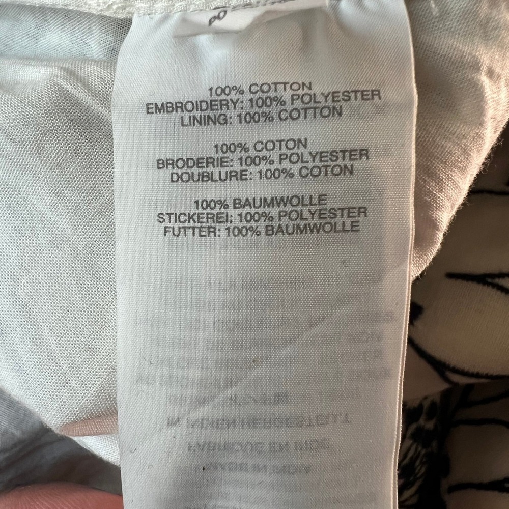 J.Crew White Black Floral Embroidered Mini Skirt Size 0 Cotton Back Zip - Picture 9 of 10